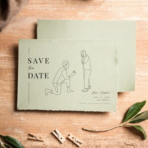SAVE THE DATE card, Custom Save the date, Illustrated wedding invitation, Minimalist Save the Date, Modern Save the date, Couple portrait