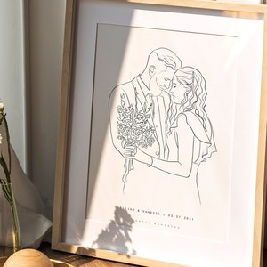 Regalo ANNIVERSARIO DI CARTA, regalo di nozze per coppia, regalo del primo anniversario, ritratto di coppia, regalo per moglie, regalo di nozze dei genitori, regalo per lo sposo