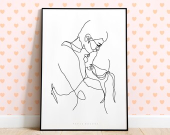 AANGEPASTE LIJNPORTRET, zeer fijne tekeningen, cadeau beste vriend, illustratie familieportret, aangepast paarportret van foto, cadeau paar