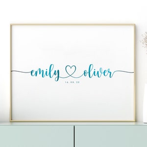 PAAR NAMEN DRUCKEN, Geschenk für Paar, Geschenk für ihn, Geschenk für sie, Namensschild mit Herz, Benutzerdefinierter Namensdruck