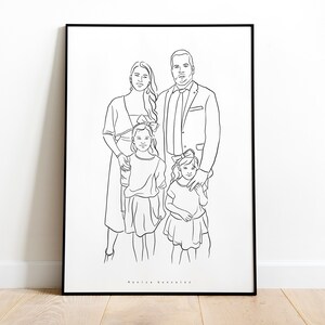 CADEAU DE LA FÊTE DES PÈRES, Dessin au trait personnalisé, Cadeau pour papa, Portrait dillustration de famille personnalisé, Cadeaux personnalisés pour lui, Cadeau de beau-père image 4