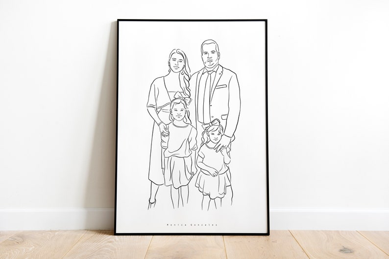 CADEAU DE LA FÊTE DES PÈRES, Dessin au trait personnalisé, Cadeau pour papa, Portrait dillustration de famille personnalisé, Cadeaux personnalisés pour lui, Cadeau de beau-père image 4