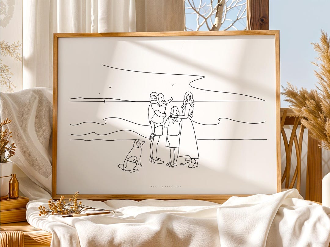 CUSTOM FAMILY PORTRAIT, Line Art Drawing, Family Gift, Personalised ...
