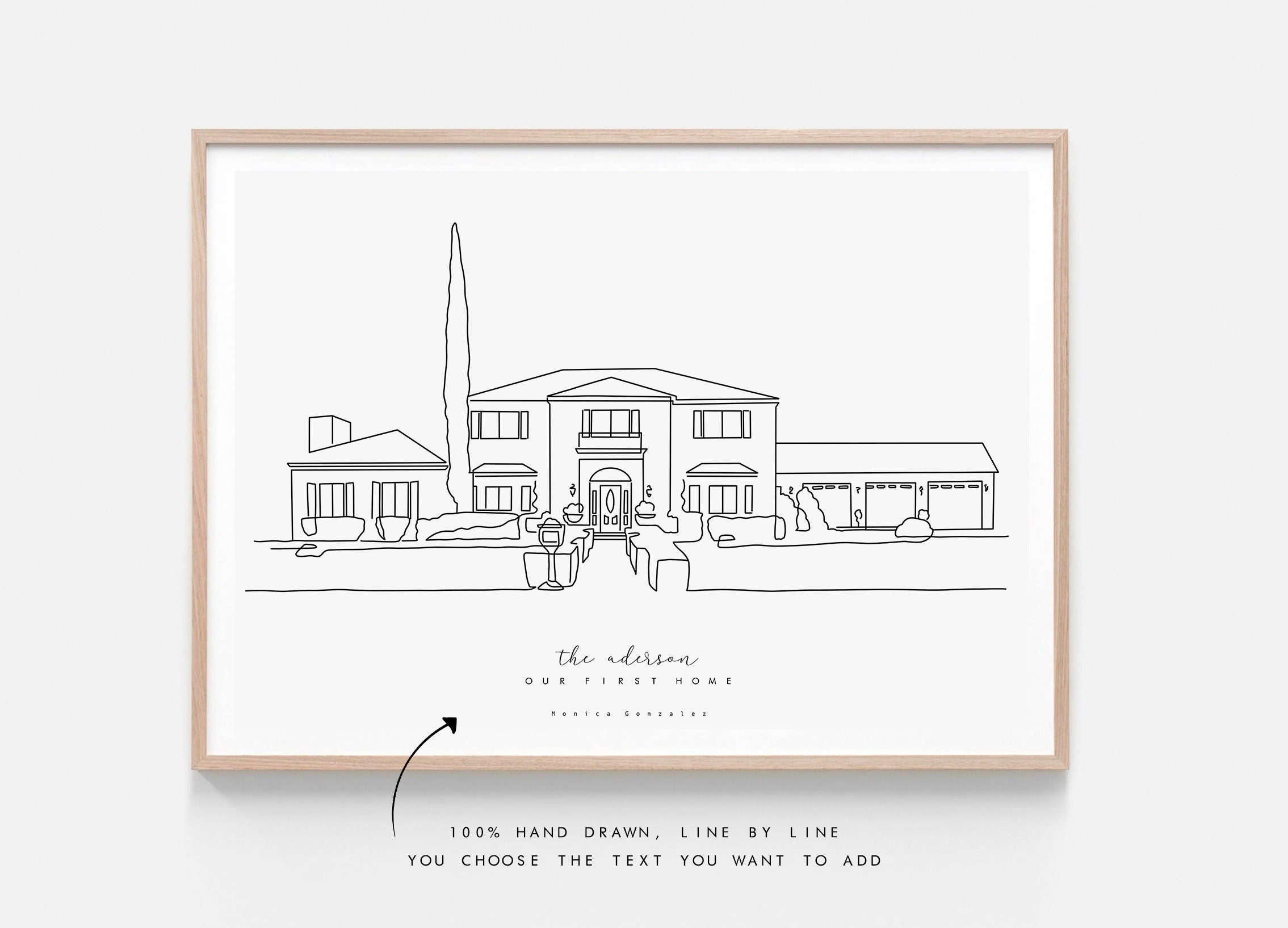 CUSTOM HOUSE PORTRAIT Line Illustration, Housewarming Gift First Home ...