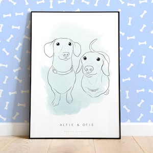 CUSTOM PET PORTRAIT, Custom line drawing, Pet loss gift, Custom pet illustration, Personalised gift for pet owners, dog custom portrait