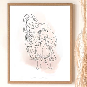 CUSTOM LINE DRAWING from photo, Digital custom line art, Line work, Digital portrait, Custom frame illustration, Custom gifts, Family print