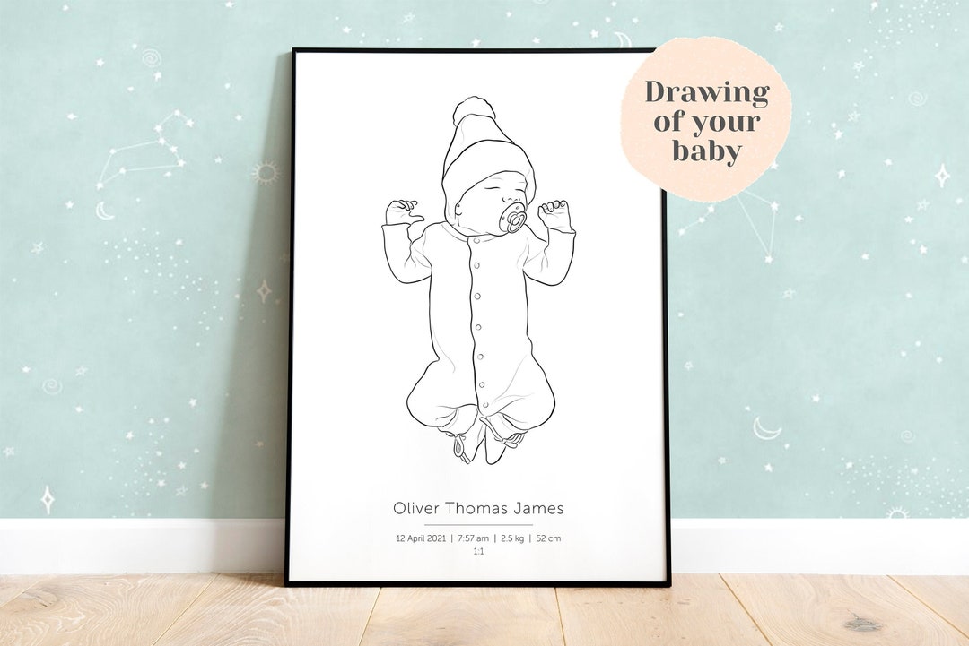 PERSONALISED BIRTH POSTER Scale 1:1, Birth Details Print, Newborn ...