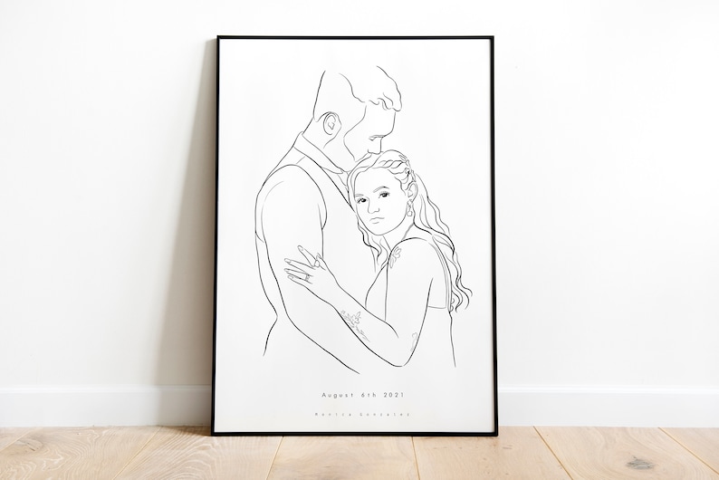 PAPER ANNIVERSARY gift, Wedding gift for couple, 1st anniversary gift, Couple portrait, Gift for wife, Parents wedding gift, Groom gift image 7