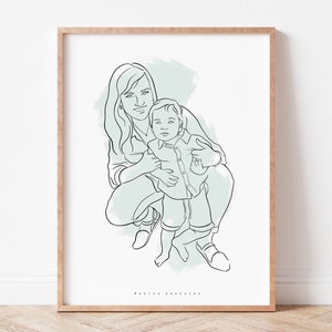 CADEAU DE LA FÊTE DES PÈRES, Dessin au trait personnalisé, Cadeau pour papa, Portrait dillustration de famille personnalisé, Cadeaux personnalisés pour lui, Cadeau de beau-père image 7