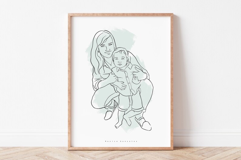 CADEAU DE LA FÊTE DES PÈRES, Dessin au trait personnalisé, Cadeau pour papa, Portrait dillustration de famille personnalisé, Cadeaux personnalisés pour lui, Cadeau de beau-père image 7