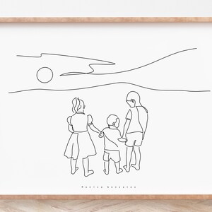 CUSTOM FINE LINE Portrait, 50th birthday gift for women, Mothers day gift from son, Family portrait illustration, Stepmom gift