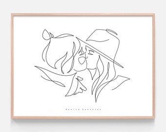 CUSTOM PORTRAIT, Personalised line drawing from photo, Minimal couple illustration, One line art, Drawing from photo, Digital art