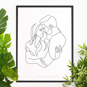 CUSTOM LINE DRAWING, Custom portrait, Minimalist line art drawing, Art commission, Couple portrait, Family portrait, Drawing from photo