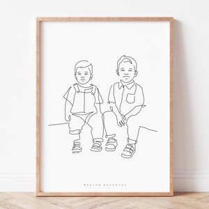 CUSTOM LINE DRAWING, Custom portrait, Minimalist line art drawing, Art commission, Couple portrait, Family portrait, Drawing from photo image 9