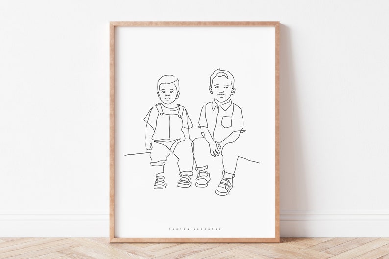 CUSTOM LINE DRAWING, Custom portrait, Minimalist line art drawing, Art commission, Couple portrait, Family portrait, Drawing from photo image 9