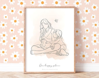 CUSTOM LINE DRAWING, Custom faceless illustration, Digital Line art, Custom Portrait, Family Portrait, Couples Portrait, Personalised Gift