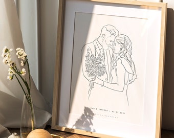 CUSTOM LINE DRAWING, Custom Illustration, Art commission, Custom family portrait, Couple portrait, Personalised Gift, Digital prints