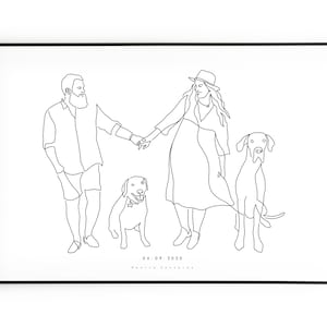 CUSTOM LINE DRAWING, Custom portrait, Minimalist line art drawing, Art commission, Couple portrait, Family portrait, Drawing from photo image 6