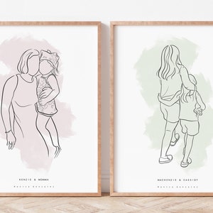 CADEAU DE LA FÊTE DES PÈRES, Dessin au trait personnalisé, Cadeau pour papa, Portrait dillustration de famille personnalisé, Cadeaux personnalisés pour lui, Cadeau de beau-père image 8