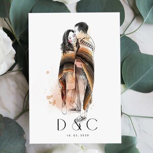 Salvar a data personalizado, salvar a data ilustrado, convite de casamento minimalista, papelaria de casamento moderno, retrato de casal personalizado