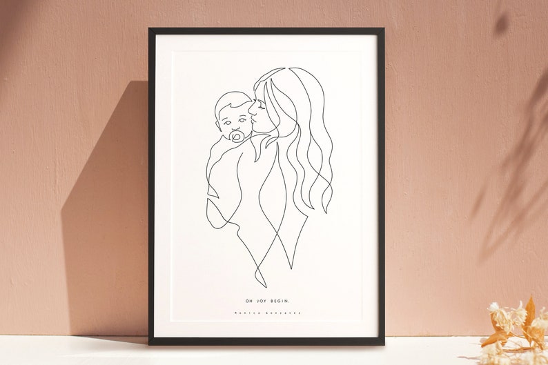 CUSTOM LINE DRAWING, Custom portrait, Minimalist line art drawing, Art commission, Couple portrait, Family portrait, Drawing from photo image 2