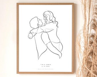 CUSTOM LINE PORTRAIT from photo, Custom couple illustration, Continuous line art drawing, Minimalist abstract portrait
