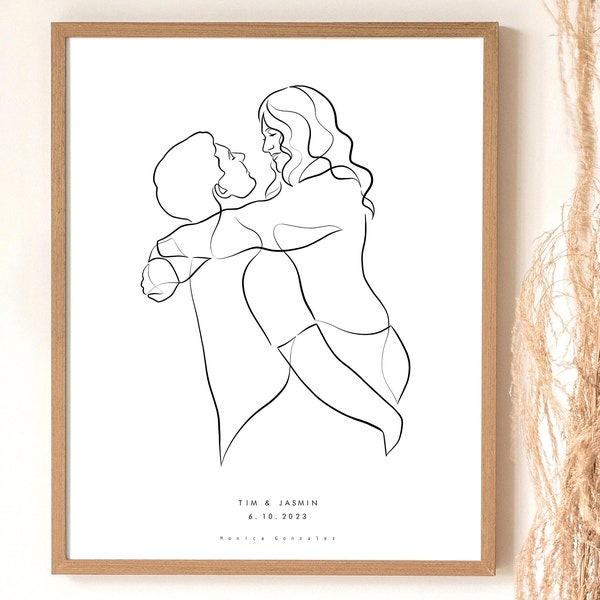 CUSTOM LINE PORTRAIT from photo, Custom couple illustration, Continuous line art drawing, Minimalist abstract portrait