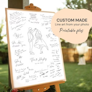 WEDDING GUEST BOOK Alternative, Wedding Guest Book ideas, Couple line art portrait, Minimalist wedding, Custom Illustrated Guest Book