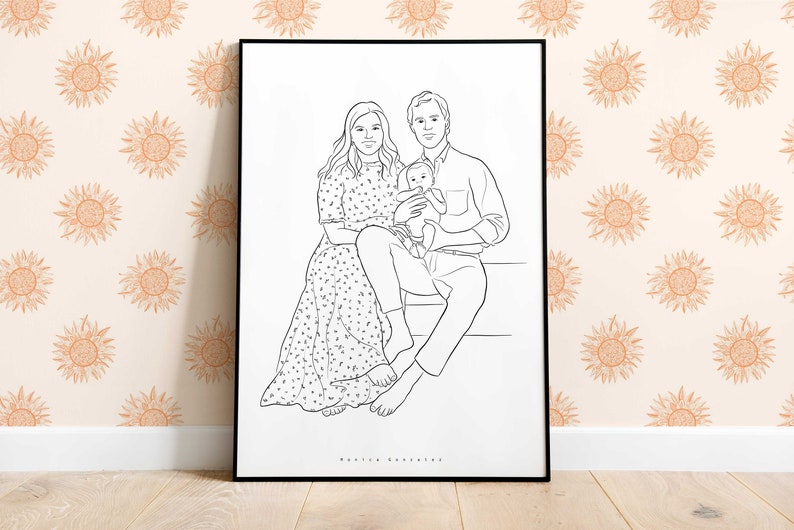 CADEAU DE LA FÊTE DES PÈRES, Dessin au trait personnalisé, Cadeau pour papa, Portrait dillustration de famille personnalisé, Cadeaux personnalisés pour lui, Cadeau de beau-père image 5