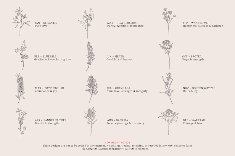 CUSTOM BIRTH FLOWER, Australian Native Birth Month Flower Print — free download