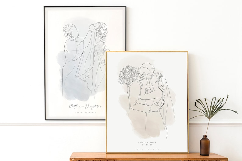 PAPER ANNIVERSARY gift, Wedding gift for couple, 1st anniversary gift, Couple portrait, Gift for wife, Parents wedding gift, Groom gift image 2
