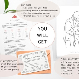 PAPER ANNIVERSARY gift, Wedding gift for couple, 1st anniversary gift, Couple portrait, Gift for wife, Parents wedding gift, Groom gift image 10