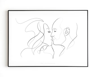 CUSTOM PORTRAIT vom Foto, Custom Line Illustration, Single Line Art Zeichnung, Custom Paar Portrait Illustration, Minimalistisches Portrait