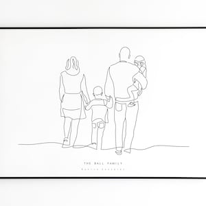 CUSTOM FAMILY PORTRAIT illustration, Gift for mom, Gift for dad, Family drawing from photo, Gift from daughter