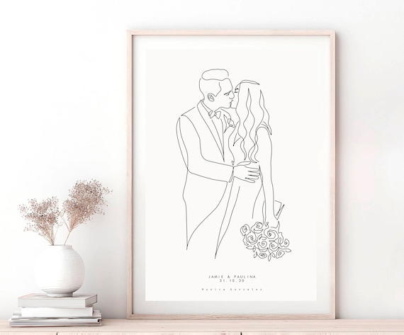 Portrait | Bride and Groom Illustration | Wedding | Anniversary – Sarah  Darby