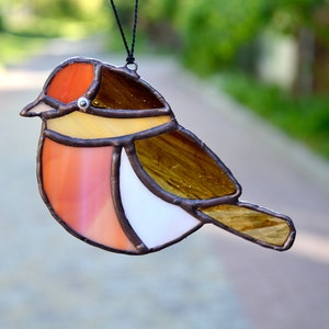 Rotkehlchen Glasmalerei Vogel Suncatcher Fensterbehang Geschenk