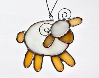 Sheep stained glass suncatcher Lamb ornament Sheep window hanging