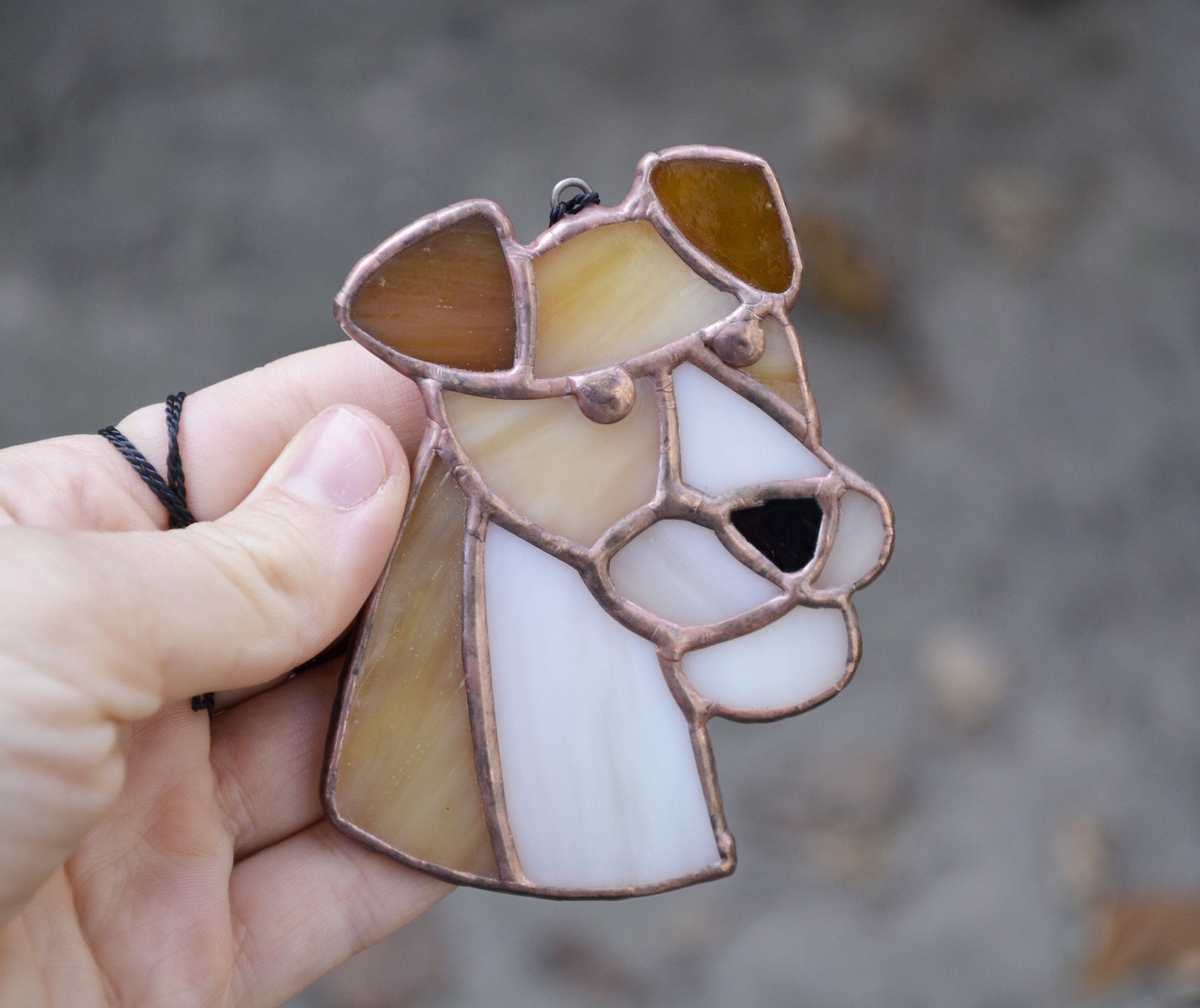 Stained glass dog suncatcher Glass dog ornament Window Etsy