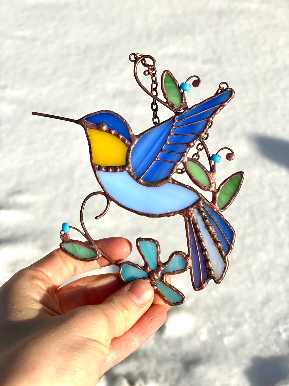 Hummingbird Stained Glass Suncatcher Hummingbird Gifts Bird Etsy