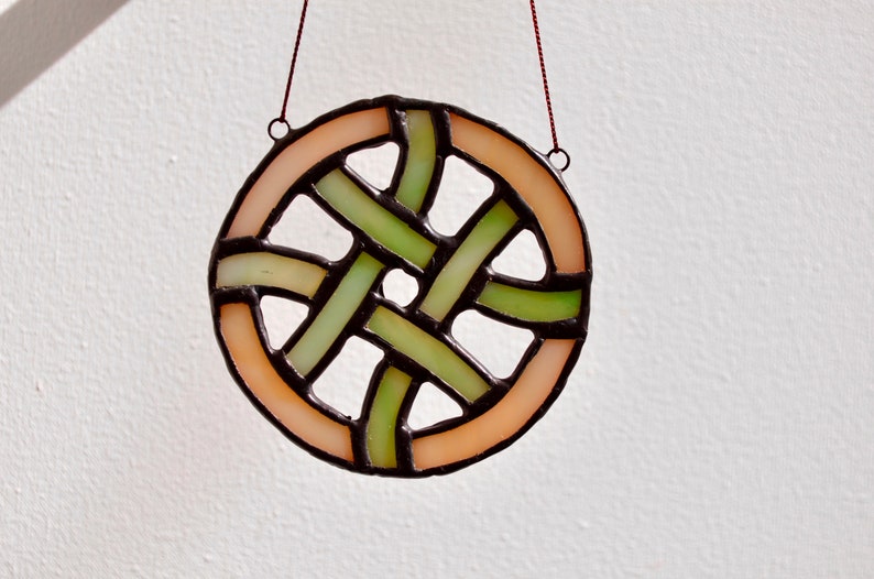 Celtic knot suncatcher window hangings Custom stained glass Etsy