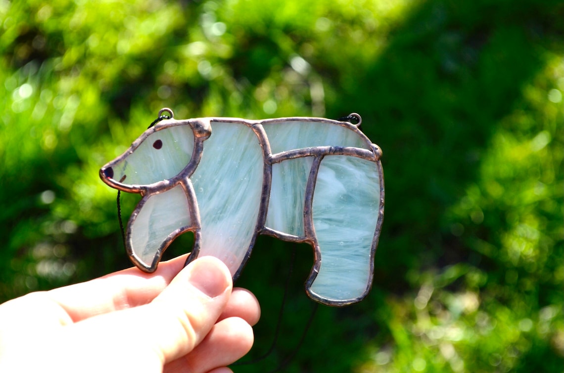 Polar bear stained glass suncatcher Polar bear gifts Polar Etsy