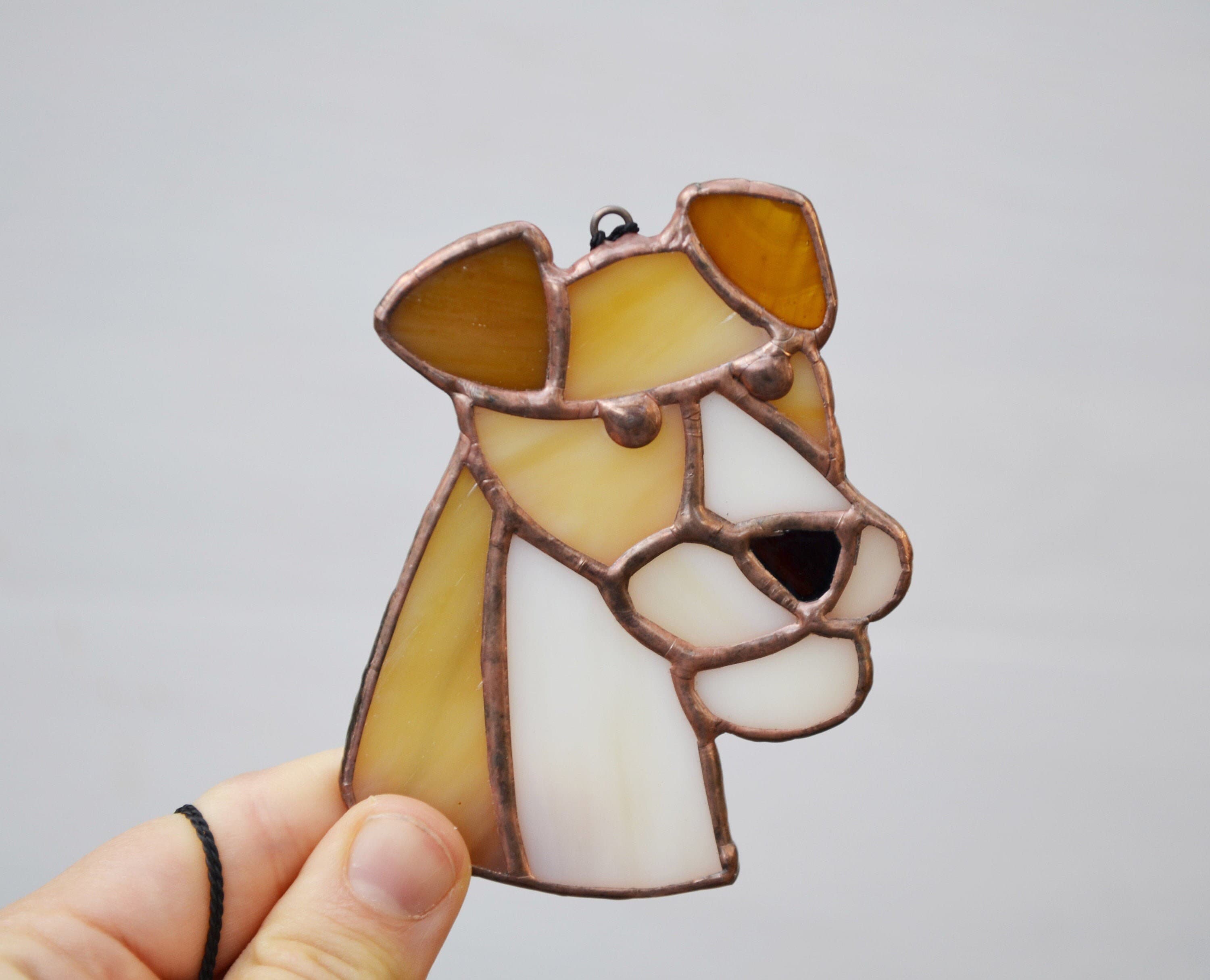 Stained glass dog suncatcher Glass dog ornament Window Etsy