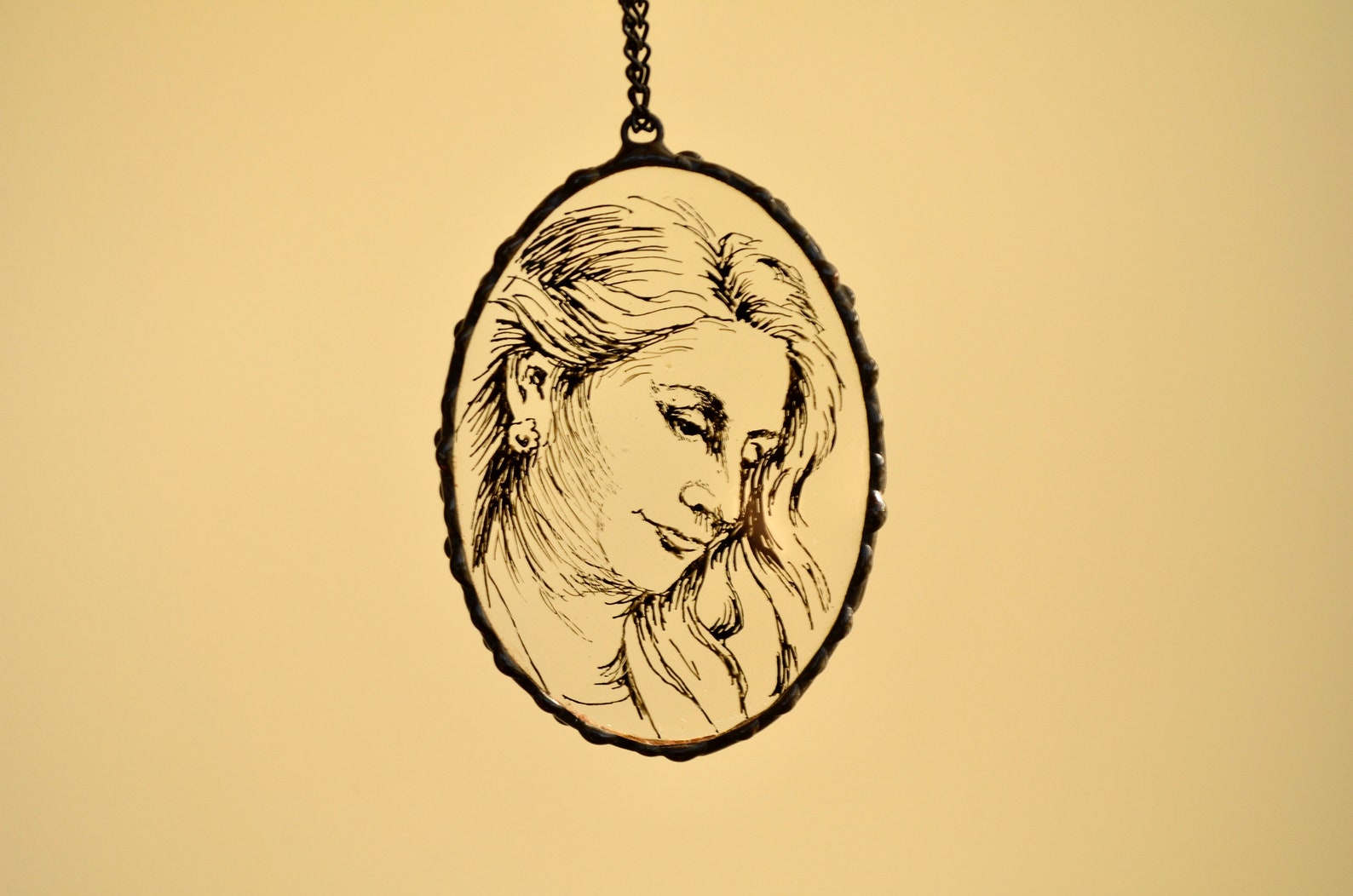 Custom Portrait Ornament Stained Glass Custom Handpainted Etsy