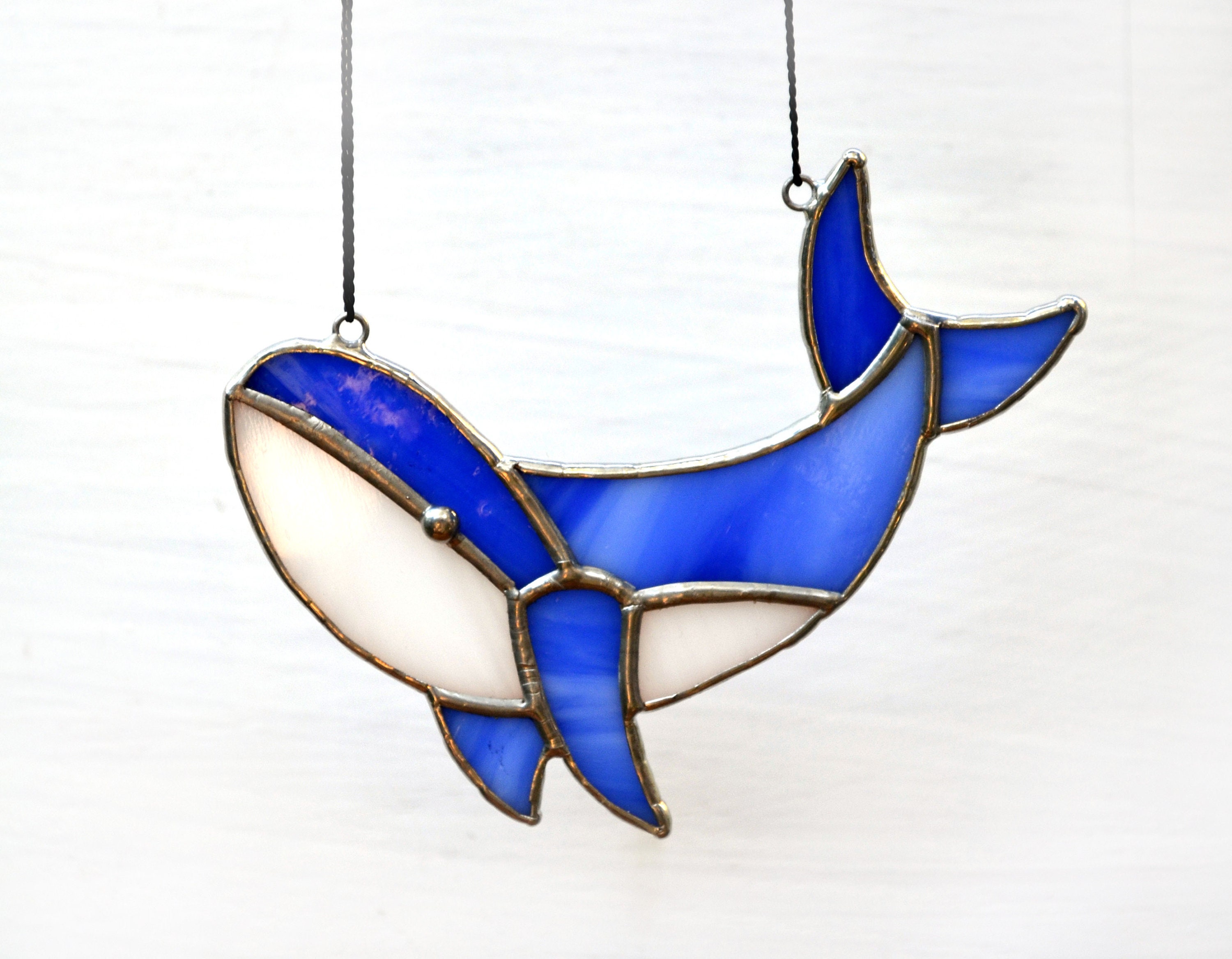 Stained Glass Whale Suncatcher Window Hangings Fish Decor Etsy