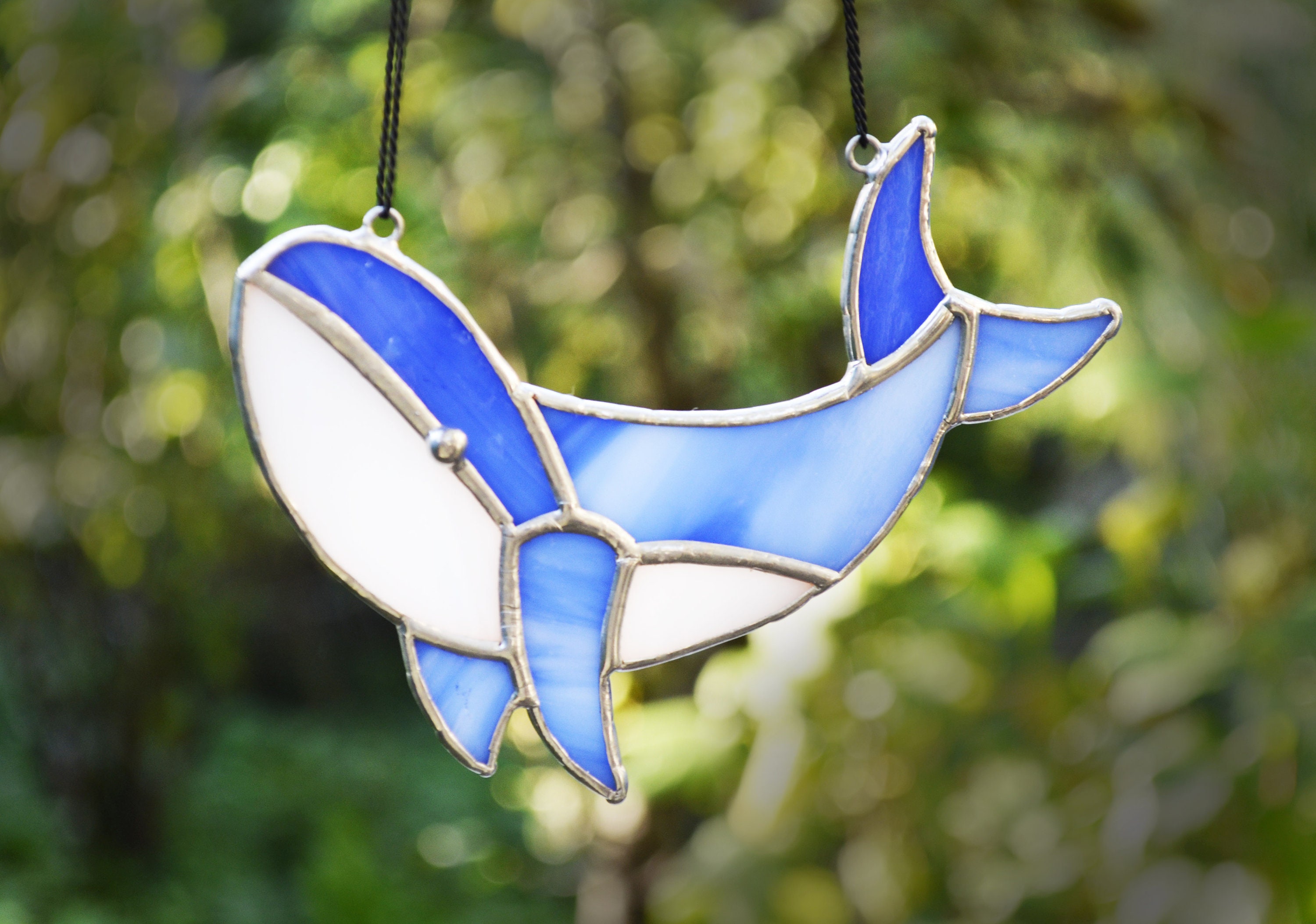 Stained Glass Whale Suncatcher Window Hangings Fish Decor Etsy