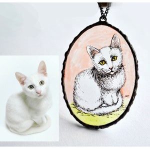 Custom cat portrait stained glass suncatcher Personalized cat photo ornament