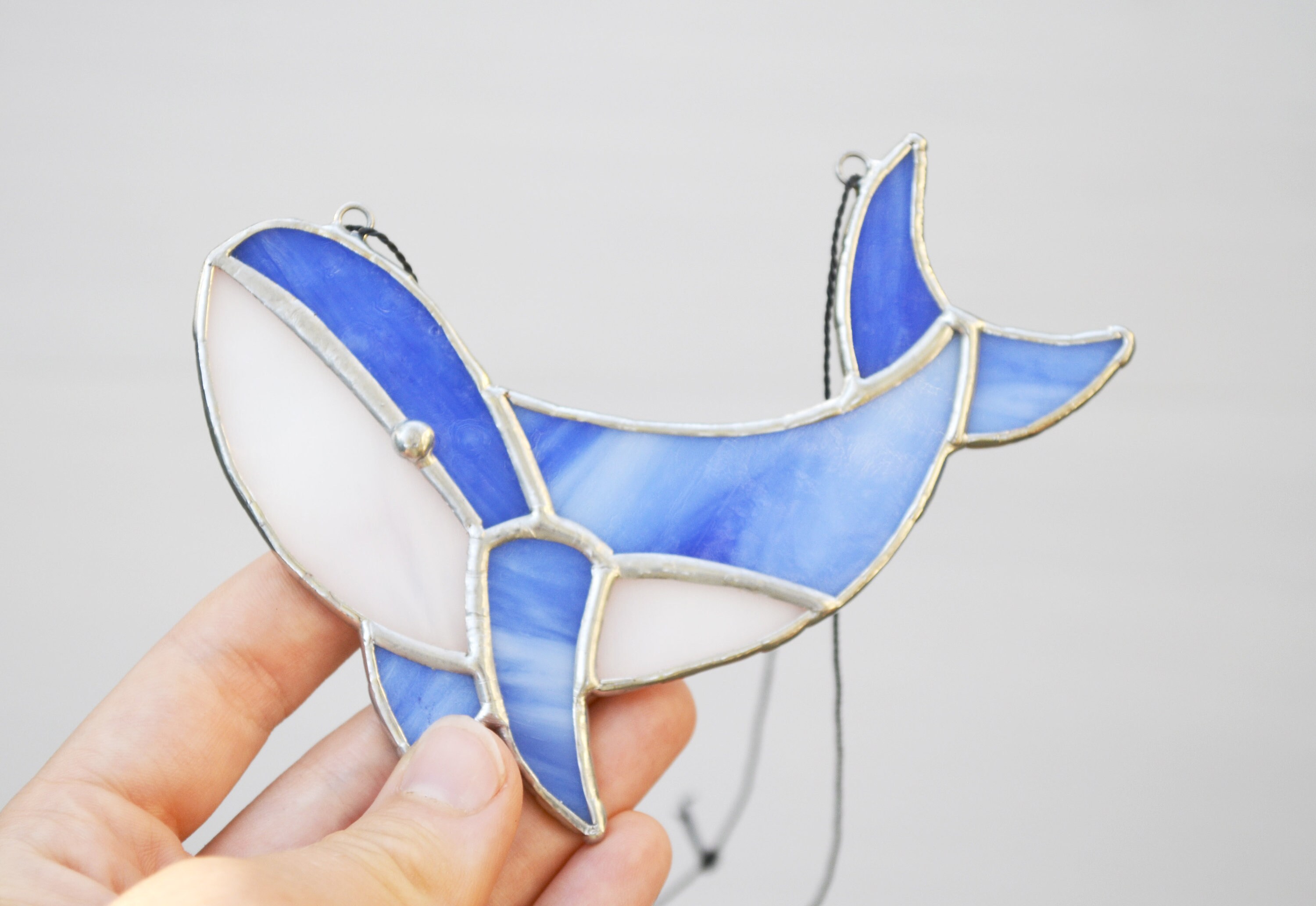 Stained Glass Whale Suncatcher Window Hangings Fish Decor Etsy