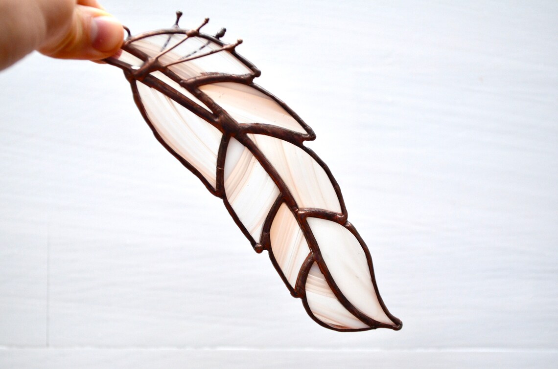 Stained glass feather suncatcher Native American decor Etsy