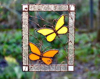 Butterfly stained glass panel Butterfly suncatcher Mother’s Day gift