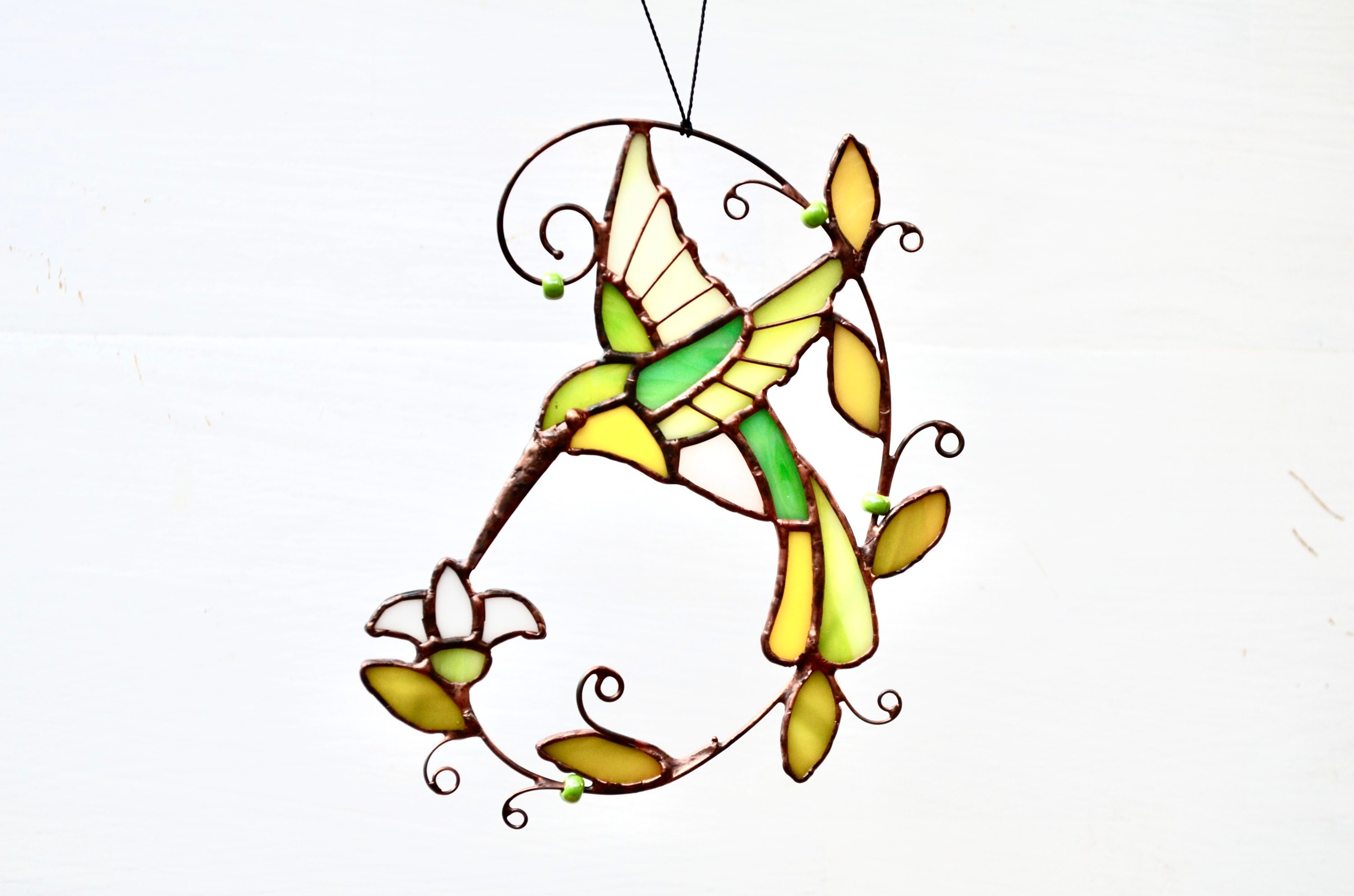 Hummingbird Stained Glass Window Hangings Bird Suncatcher Etsy